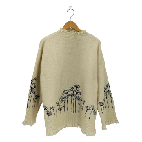ザラ ZARA EMBROIDERED KNIT SWEATER 刺繍モチーフ ニットセーター レディース import:M